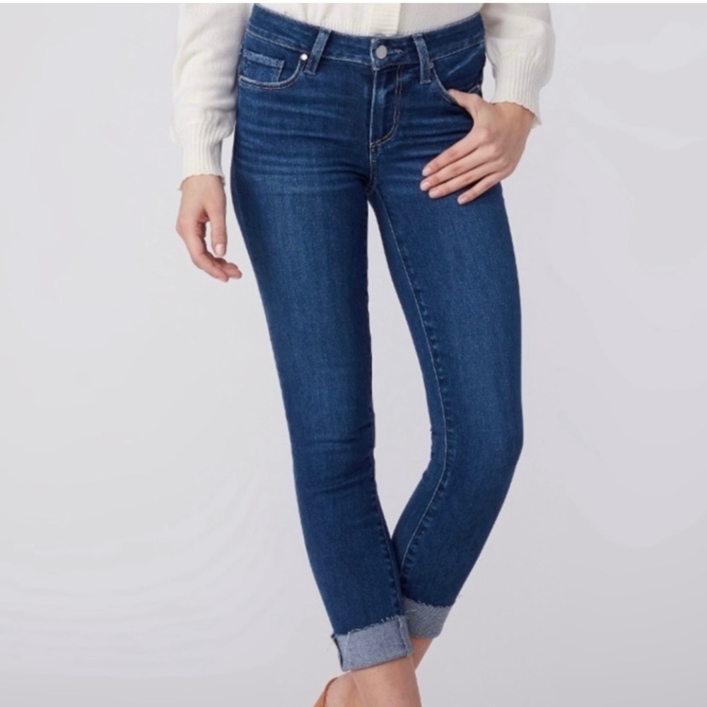 PAIGE Skyline Skinny Crop Raw Cuff, Dark Wash